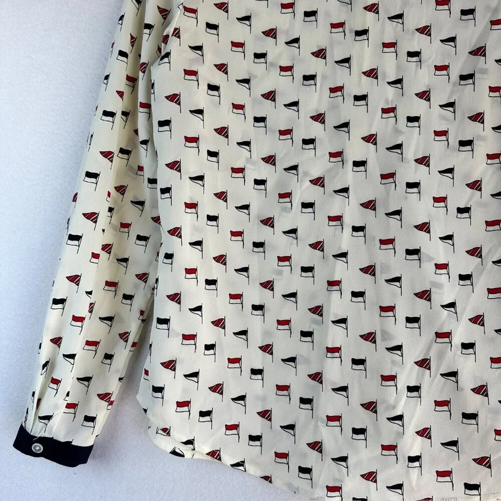 Talbots Shirt Womens Size 6 Petite Small Cream Nautical Coastal Blouse Travel - Picture 12 of 13